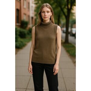 SANCTUARY Sweater Size L NEW Olive Green Keep It Easy Mock Neck Sleeveless Knit